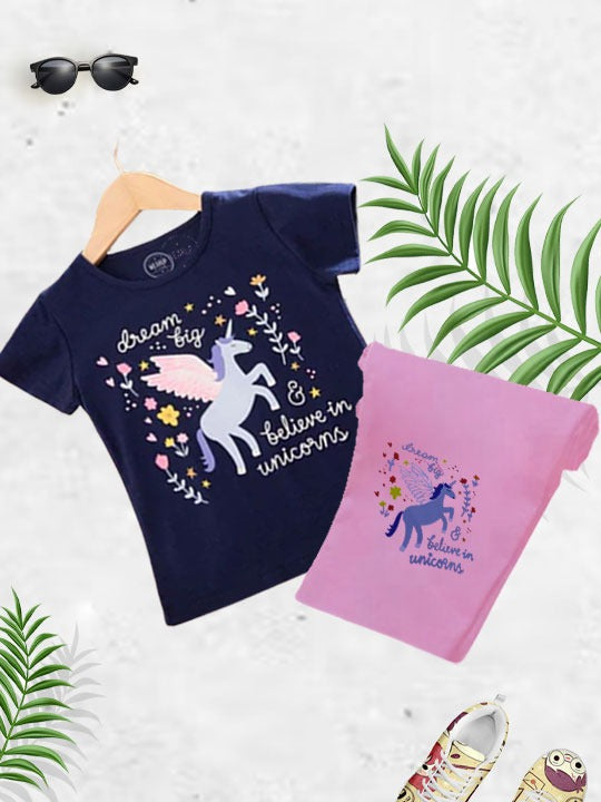 Girls Unicorn T-shirt & Shorts Set