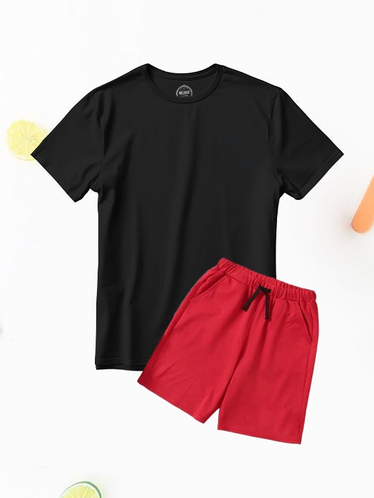 Black & Red Tshirt Short Set