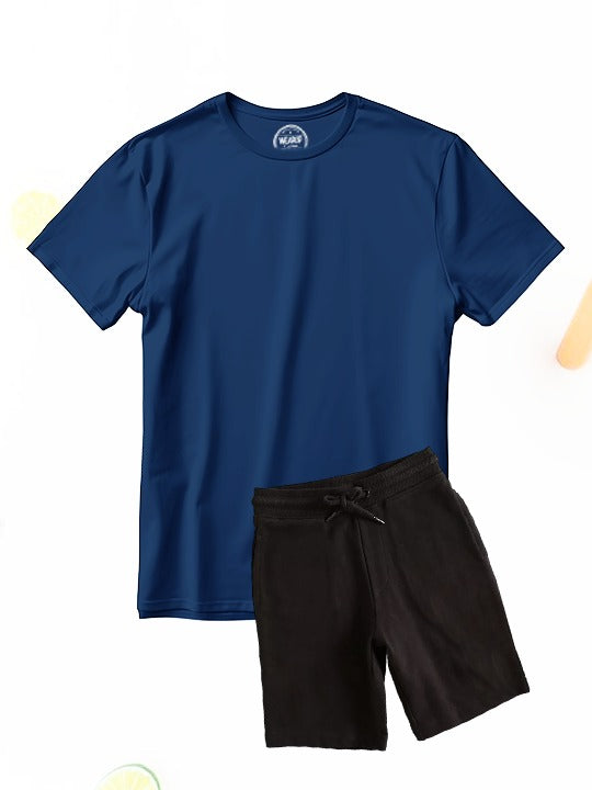 Blue & Black Tshirt Short Set