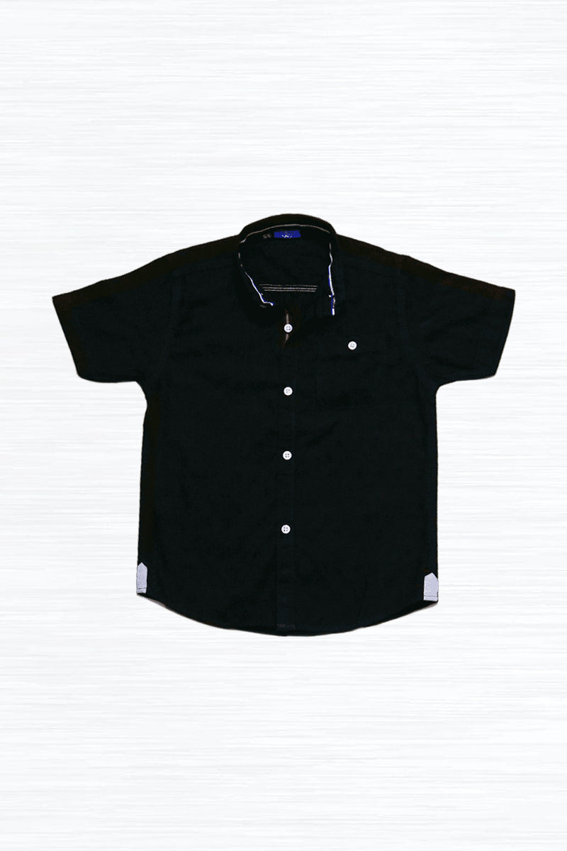 Black Self Printed  Pocket Button Shirt