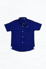 Blue Self Printed Pocket Button Shirt